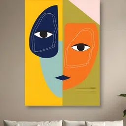nestroots Green & Orange 1 Piece Canvas Abstract Wall Paintings-image-59