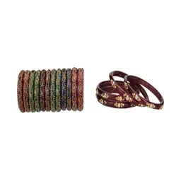 SOMIL Set Of 16 Stone-Studded Bangles-image-18