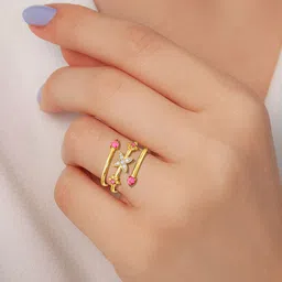 Joyalukkas Women 22 KT Gold Aesthetic Gemstone Butterfly Floral Twirled Ring -2.8 g-picture-10