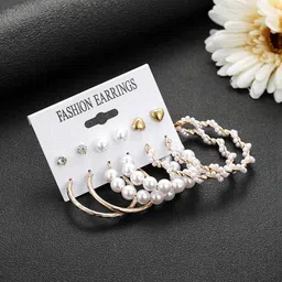 Zaphariq Gold-Plated Circular Pearls Hoop Earrings image 3