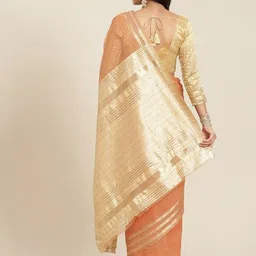 KAVINDI Zari Border Organza Saree image 5