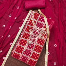 HERE&NOW Floral Embroidered Banarasi Cotton Silk Unstitched Dress Material-picture-10