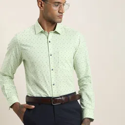 Turtle Men Standard Slim Fit Micro Ditsy Printed Spread Collar Formal Shirt-picture-25
