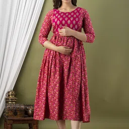 Mialo fashion Printed Maternity Fit and Flare Ethnic Dresses-picture-14