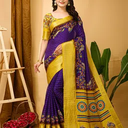 KAYOMMI Kalamkari Printed Zari Kanjeevaram Saree-picture-20