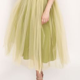 JAKANARY Double-Layered Flared Knee-Length Skirt-picture-11