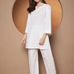 Poshak Hub Women Ethnic Motifs Cotton Kurta with Trousers-image-25