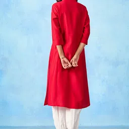 Sangria Mandarin Collar A-Line Kurta With Salwar image 3