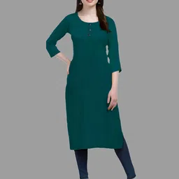 Coft Pack Of 2 Round Neck Regular Sleeves Straight Kurtas image 3