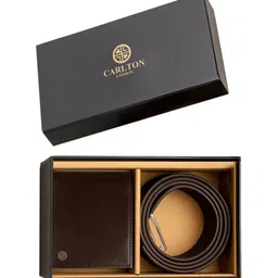 Carlton London Men Brown Wallet and Belt Combo Accessory Gift Set image 2