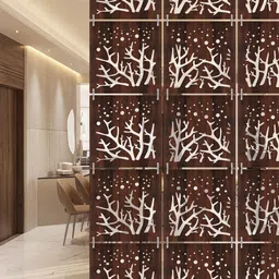 RANDOM Brown Self Design Wood Back Tab Long Door Curtain-picture-34