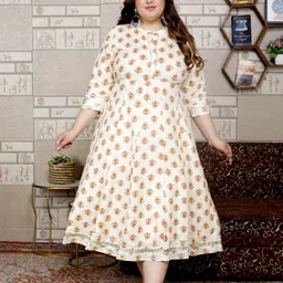 FLAVIA CREATION Plus Size Floral Printed Gotta Patti A-Line Ethnic Dress-image-28