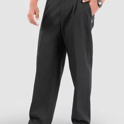 Beyoung Men Mid-Rise Straight Fit Cotton Pleated Formal Trousers-picture-12