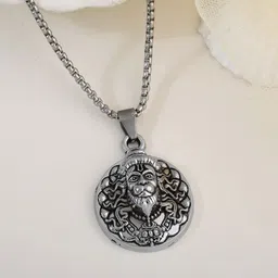 Estele Unisex Rhodium-Plated Contemporary Pendant With Chain-picture-2