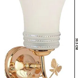 1ST TIME White & Gold-Toned Metal Traditional Frustum Shaped Wall Lamp image 4