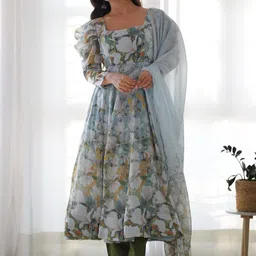 THE52 Women Floral Printed Regular Kurta with Trousers & With Dupatta-picture-47