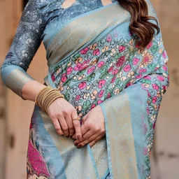 MAHARANI COUTURE Floral Printed Zari Tussar Saree image 5