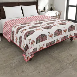 Myntra Elegant Homes Pink 180 GSM Ethnic Motifs Cotton AC Room Double Bed Dohar-picture-23