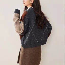 JC Collection Women Argyle Colourblocked Pullover image 3