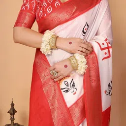 MAHARANI COUTURE Ethnic Motifs Printed Zari Banarasi Saree With Tassel-picture-24