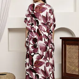Claura Women Floral Printed Kaftan Maxi Nightdress image 2