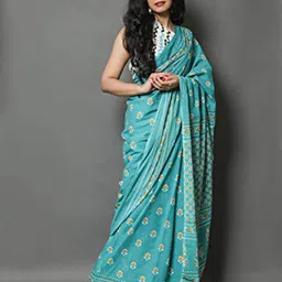 JALTHER Ethnic Motifs Pure Cotton Block Print Saree-picture-10