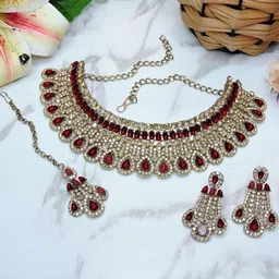 VATSALYA creation Alloy Gold- plated Maroon Jewellery Set-picture-11