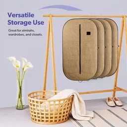 Kuber Industries Beige & Brown 3 Pieces Printed Non-Woven Suit Organisers With Zip image 5