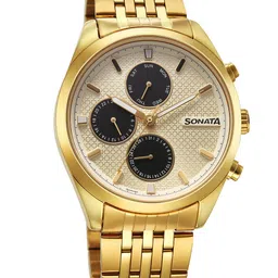 Sonata Magna Men Brass Dial & Stainless Steel Straps Analogue Watch 7155YM02-image-98