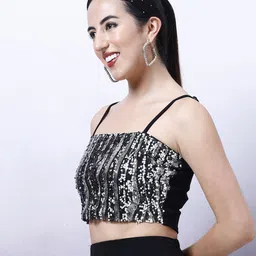 Shally Bhasin by Athena Women Embellished Sequined Bralette Crop Top image 4