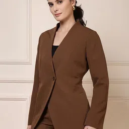 Ranng Regular Fit Mandarin Collar Single-Breasted Formal Blazer image 3