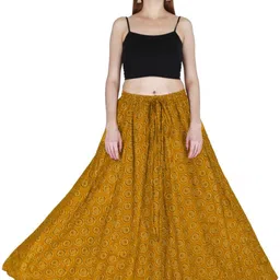 Sttoffa Women Mustard Cotton Printed Skirt-image-19