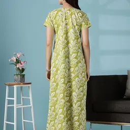 9shines Label Floral Printed Round Neck Short Sleeves Pure Cotton Maxi Nightdress image 3