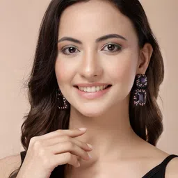 Scintillare By Sukkhi Gold-Plated Crystals Studded Square Shaped Drop Earrings image 3