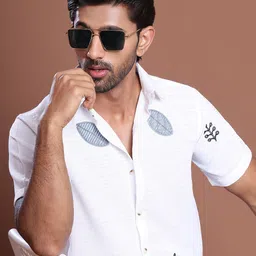 Indian Needle Men Classic Floral Opaque Casual Shirt-image-45