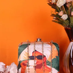 Swisni Abstract Printed Bucket Clutch With Sling Chain-picture-28