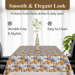 Kuber Industries White Floral Waterproof Plastic 6-Seater Table Cover image 4