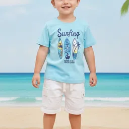 LITTLE NINJA Boys Printed T-shirt with Shorts-picture-39