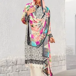 Indo Era Women Floral Printed Regular Thread Work Kurta with Trousers & With Dupatta-picture-16