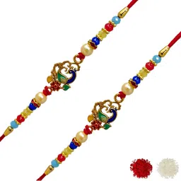 MEIRA JEWELLERY 4-Pcs Rakhi With Roli Chawal & Greeting Card-picture-15