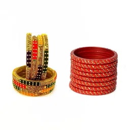 Qufrozy Set Of 2 Multi Glass Artificial Stones Bangle-image-88