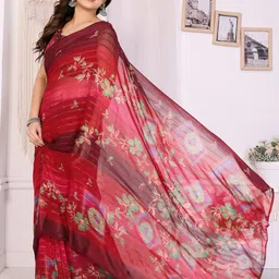 MAGNEITTA Floral Pure Chiffon Saree image 5