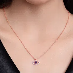 MALENA Rose Gold-Plated Artificial Stones Studded Quirky Pendant With Chain image 4