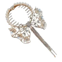 fabula Artificial Stones and Beads Studded Bun Pin Head Jewellery image 2