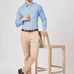 Cottonking Men Slim Fit Solid Button-Down Collar Pure Cotton Formal Shirt image 3