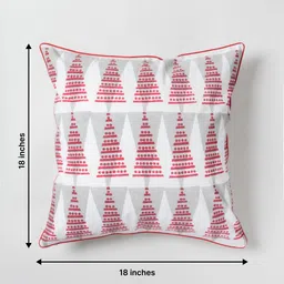 Eyaas White & Red 2 Pieces Block Printed Cotton Square Cushion Covers image 5