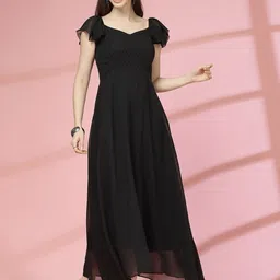 R.Code by The Roadster Life Co. Flutter Sleeve Georgette Fit & Flare Midi Dress image 5