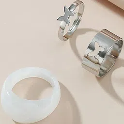 Vembley Women Silver Plated Butterfly Shaped Couple Finger Ring-picture-30