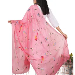 A R SILK DUPATTA HUB Floral Hand Painted Cotton Dupatta image 3