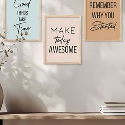 Kotart Brown & Green 3 Pieces Typography Printed Wooden Wall Arts-picture-9